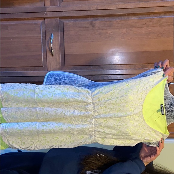 Express | Dresses | Lime Green And Cream Express Dress | Poshmark